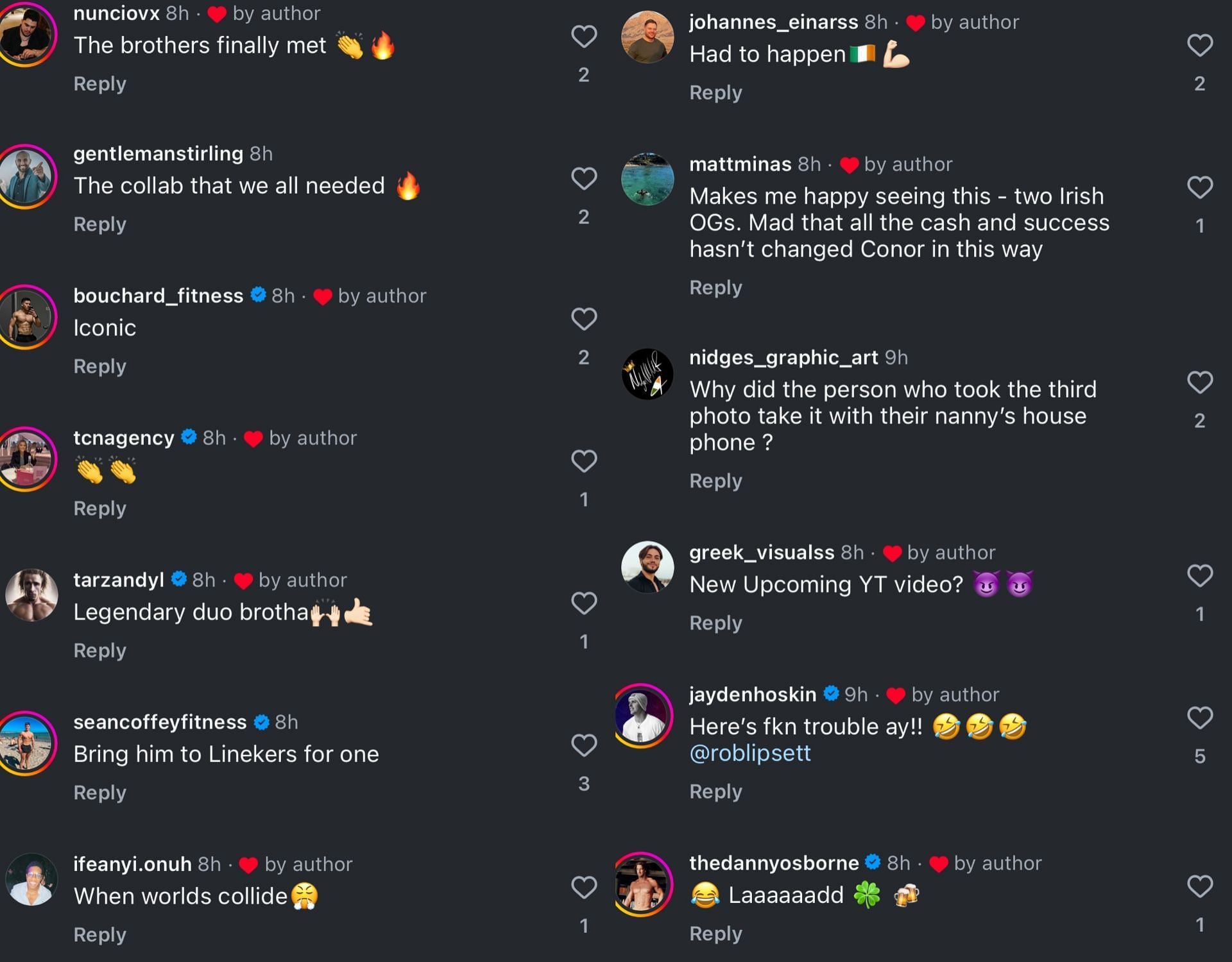 Fan reactions to Conor McGregor partying with Rob Lipsett